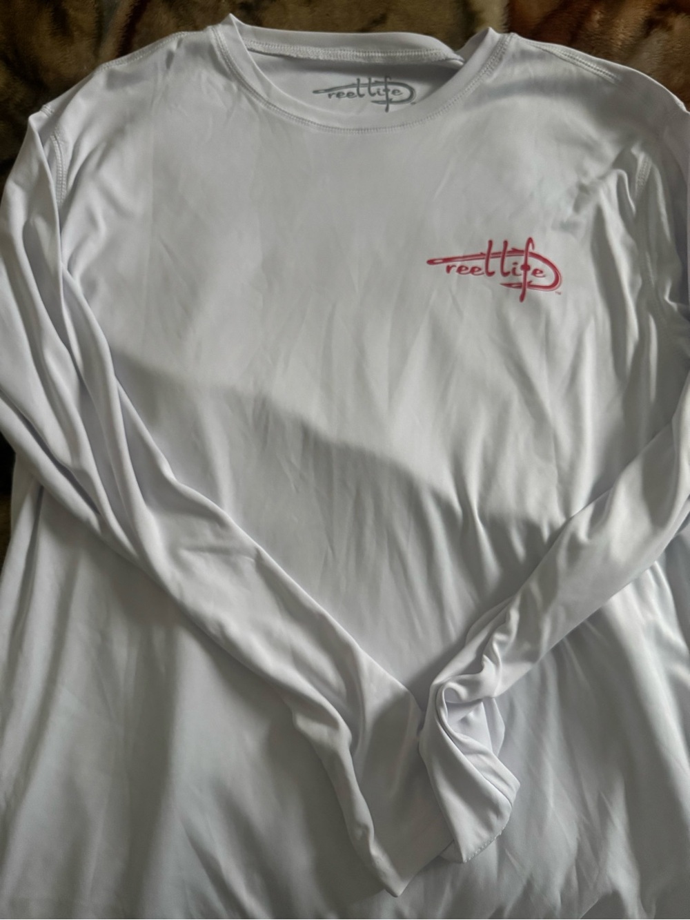 Men's Long-Sleeve Performance Shirt - White with Red Logo